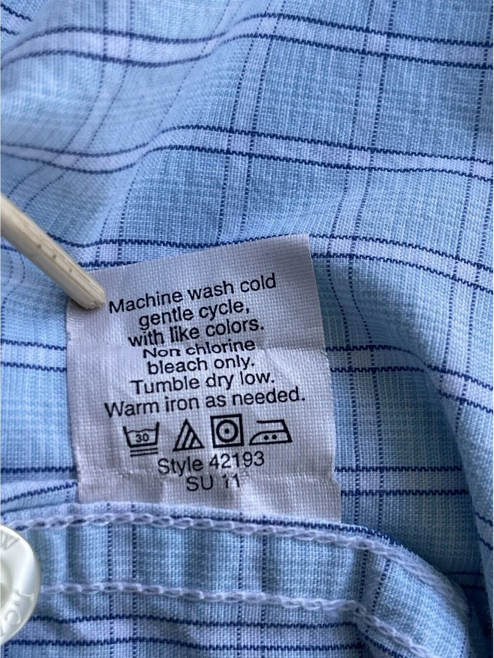 J Crew Mens Shirt Size M Classic Fit Stretch Light Blue Checkered Button Up.